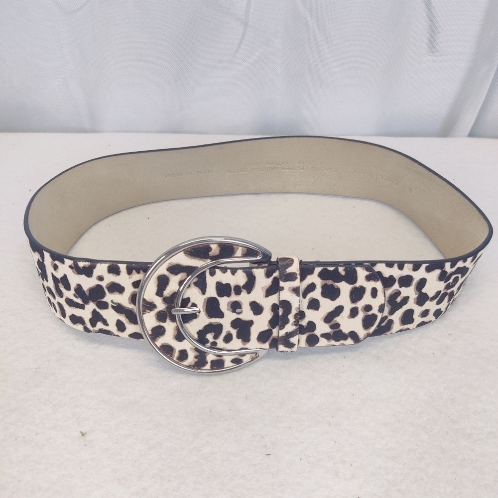 WHBM Animal Print Belt Calf Hair Size S Accent Statement White House Blck Market - Picture 2 of 11